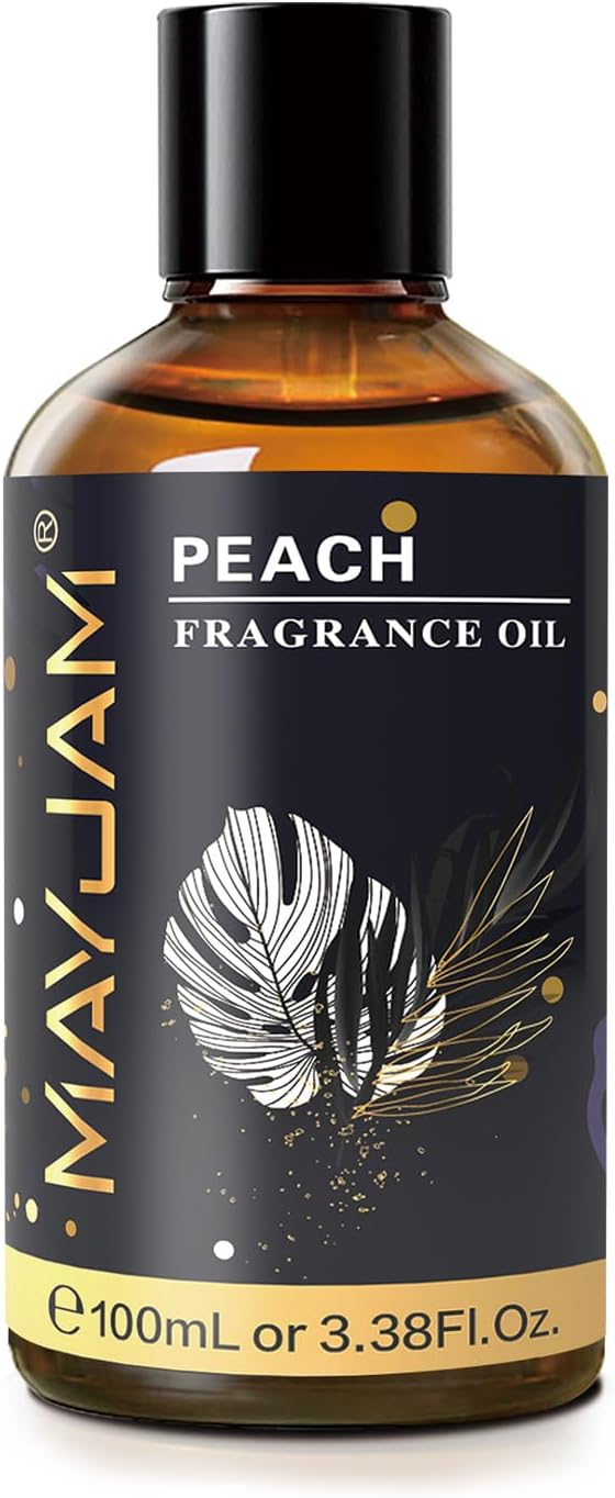 MAYJAM 100ML/3.38FL.OZ Peach Fragrance Oils with Glass Dropper, Essential Oils for Diffusers for Home, Long Lasting Scented Oils for Diffusers Soap Candle Making