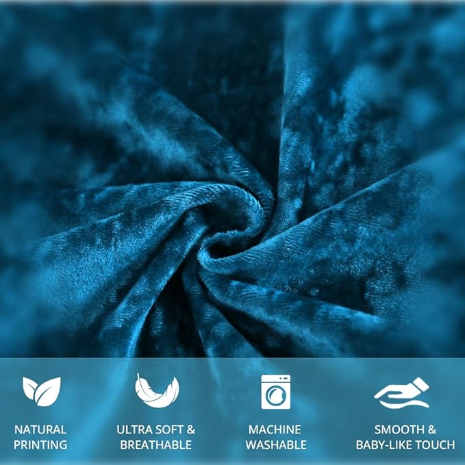 Velvet Blackout Curtains Soft Luxury 2 Panels Curtains for Bedroom Nursery Patio Doors Rod Pocket Back Tab Drapes Curtains for Living Room,52 by 96Inch,Azure Blue