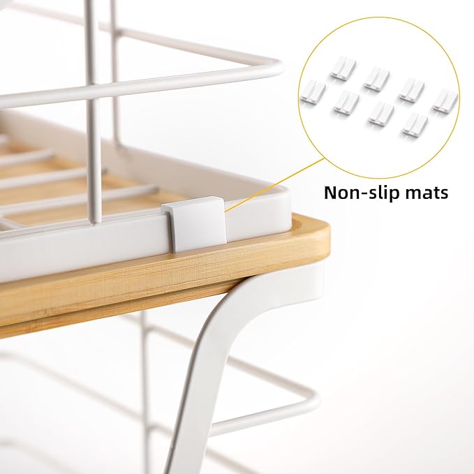ALOCEO 2 Pack Extra Large Trash Bag Holder with Bamboo Top, Wall Mount Stainless Steel Organization and Storage for Kitchen Sink, White