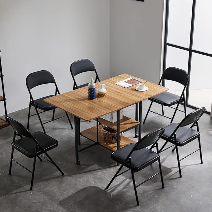 Karl home 6 Pack Black Folding Chairs with Padded Seats for Outdoor & Indoor, Portable Stackable Commercial Seat with Steel Frame for Events Office Wedding Party, 330lbs Capacity