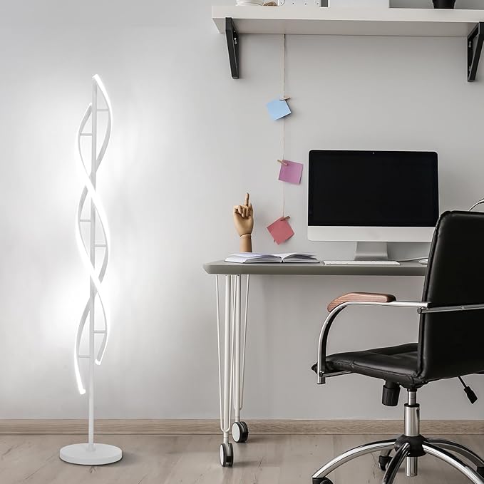 ADISUN 40W Modern Floor Lamp with Remote 60 inch Dimmable Floor Lamp for Bedroom Standing Lamp LED Floor Lamps for Living Room Dining Rooms Home Offices Lighting (White)