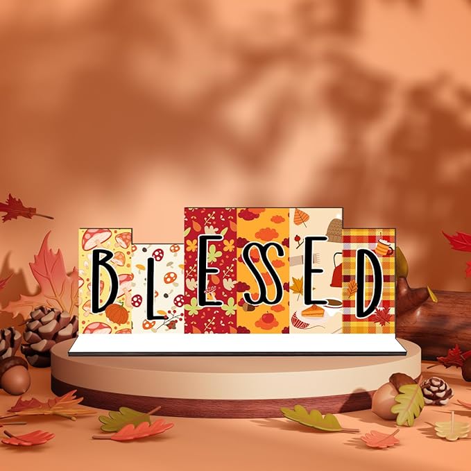 Fall Halloween Office Decor Wooden Table Desk Sign Decorations Reversible Double Side Halloween and Autumn Tabletop Sign Fall Thanksgiving Centerpiece Farmhouse Decor for Home Office Party Desk