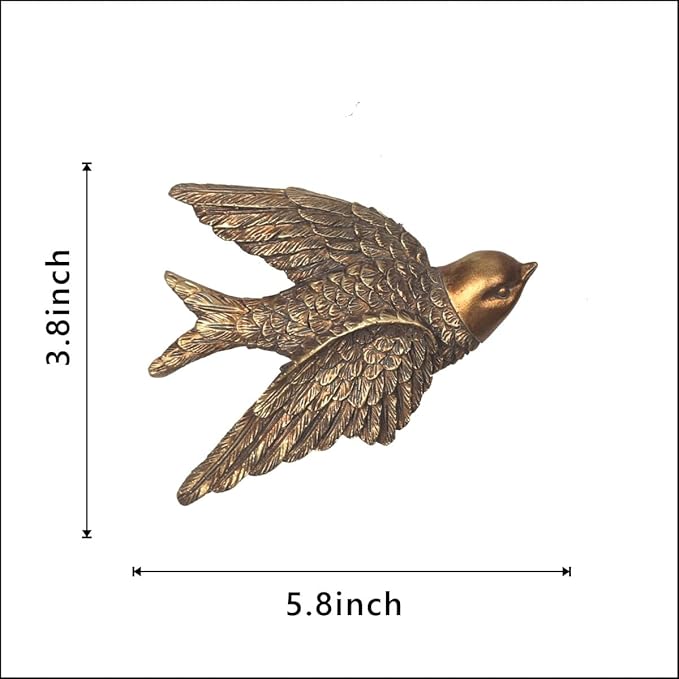 S-MANTIS Vintage Wall Sculpture, Antique Pediment Hallway Wall Art, Hand Painted Bird With Exquisite Wing And Feather Details, Aesthetic Room Decor Unique Gift (Antique Bird)