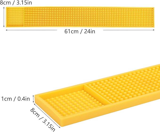 6 Pack Rubber Bar Mats, 24" x 3.15" Yellow Bar Service Spill Mat for Countertop Bartending, Efficient and Stylish Solution