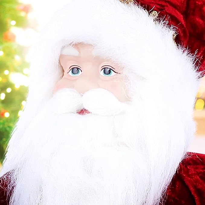 Uten 18" Santa Claus Decorations, Standing Christmas Santa Claus Figurine Figure Decor Christmas Sock and Gifts Bag Christmas Decoration Indoor, Birthday Gifts (Red)