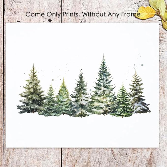 Christmas Tree Print, Winter Landscape, Watercolor Christmas Tree Painting Print, Pine Tree Art, Farmhouse Christmas wall art, Winter Wall Art