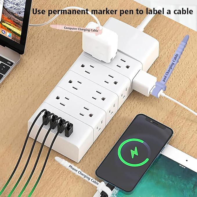 Silicone Zip Ties, Reusable Zip Ties, Rubber Cable Ties for Cable Management, Everyday Essentials,Travel Essentials,Office Camping Accessories,Elastic Cord Ties,Multicolor Cable Straps in Two Sizes