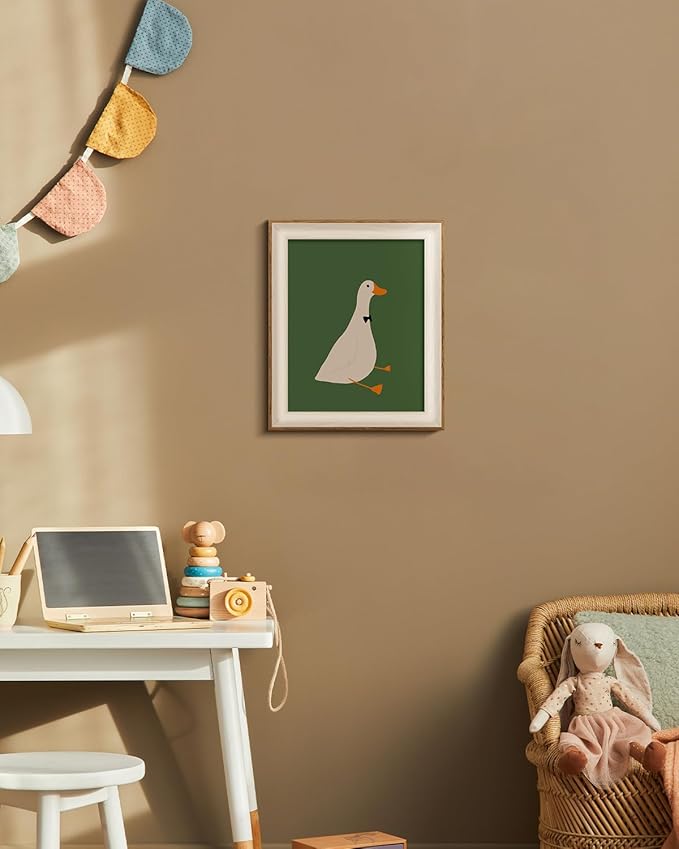 InSimSea Framed Wall Art Cute Gentleman Duck Print Shelf Decor Minimalist Modern Animal Illustration Wall Picture Canvas Artwork for Nursery Bathroom Bedroom Kids Room Decor 12L x 10W