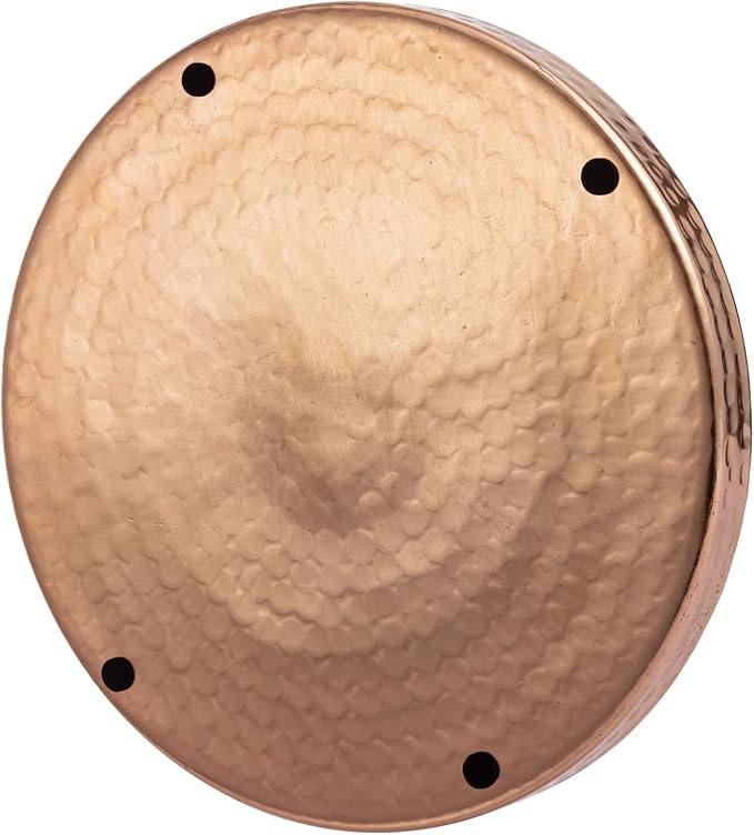MyGift 11 Inch Deluxe Hammered Copper Round Decorative Tray - Aluminum Plated Serving Display Platter and Vanity Tray - Handcrafted in India