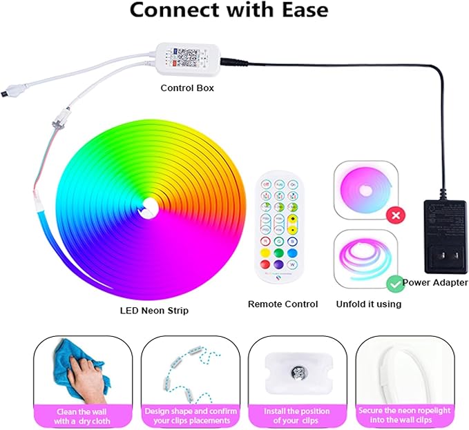 16.4Ft Neon Rope Lights, RGB+IC Color Chasing Meteor Rope Lights for Wall, Flexible Neon Strip App Control, IP65 RGB Lighting Waterproof, Music Sync Gaming Led Strip for Bedroom Decor