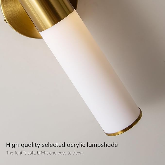 KSRYSZCQ Gold Wall Sconces Set of 2 Modern Indoor Dimmable Hardwired Wall Light with Acrylic Lampshade 18W Led Wall Lights for Bathroom Living Room Bedroom Hallway