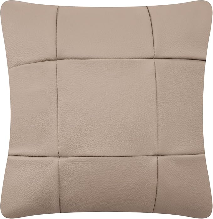 Kidol & Shellder Genuine Leather Throw Pillow Cover 18x18 Modern Solid Lumbar Pillow Covers-Luxury Pillowcases for Couch Sofa Bed-Soft Durable Decorative Cushion Case with Hidden Zipper(Hazelnut)