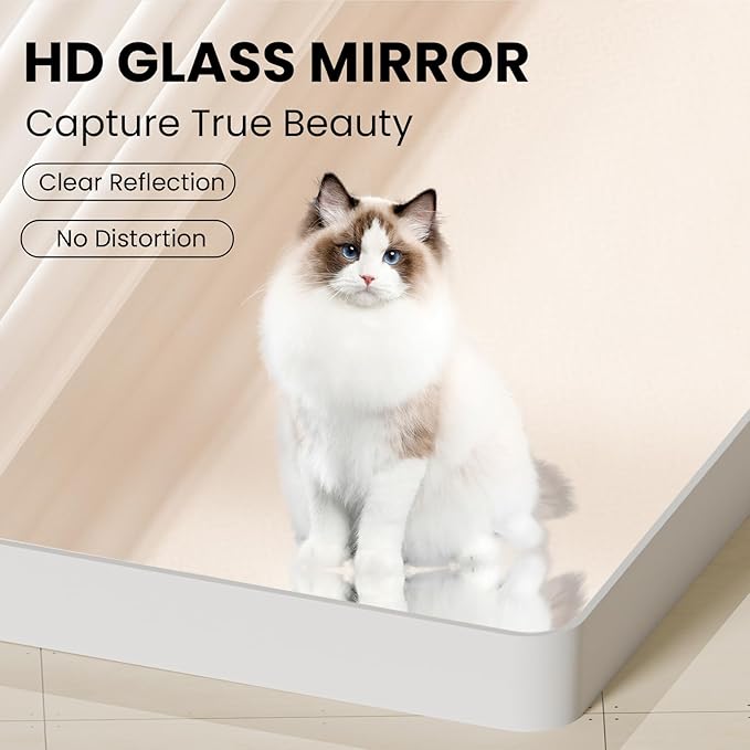 White Bathroom Mirror 28x36 Inch, White Metal Framed Bathroom Mirror for Wall, Rounded Rectangle Matte Bathroom Vanity Mirror, Tempered Glass, Anti-Rust, Horizontal/Vertical