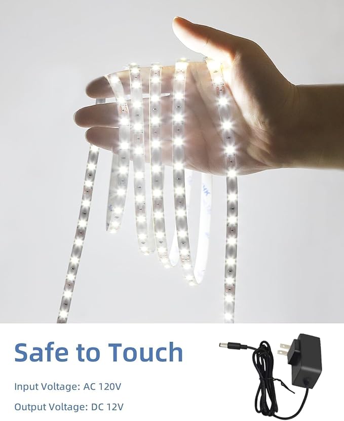 20ft LED Strip Lights with Remote, 6500K Daylight White Dimmable Tape Lights, 12V 360 LEDs 2835 Strong Adhesive Rope Lights for Cabinet Kitchen Ceiling Closet Vanity Mirror Stairway Basement
