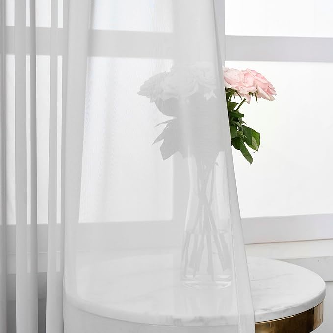 Sheer Curtains 90 inch for Living Room Bedroom Light Filtering Curtains 1 Panel Pinch Pleat Semi Sheer Window Treatments Curtains for Farmhouse, 52" W x 90" L