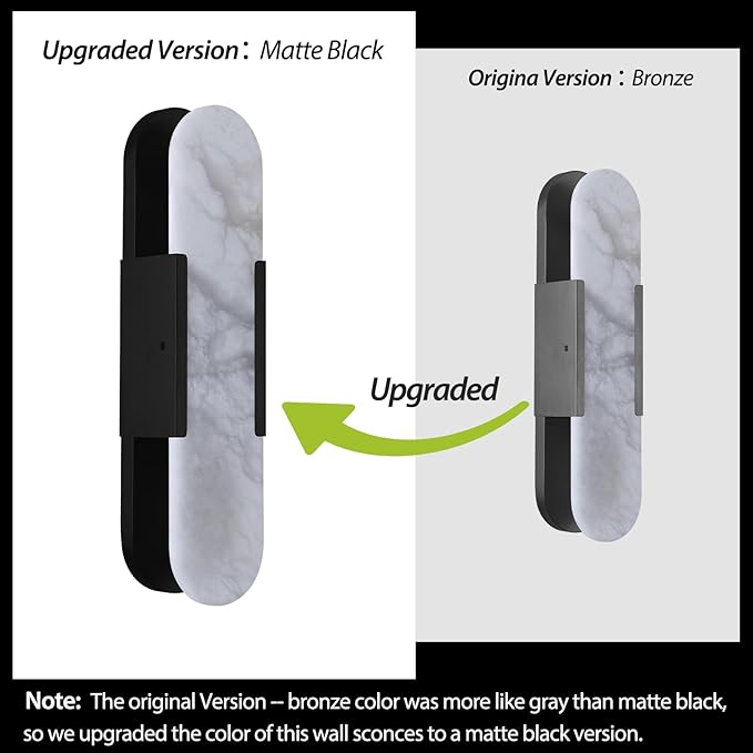 19.7 in Matte Black Alabaster Wall Sconces, Natural Marble Wall Sconces Indoor Alabaster Sconces for Living Room Modern Alabaster Sconces Wall Lighting for Dining Room Stairs Bedroom