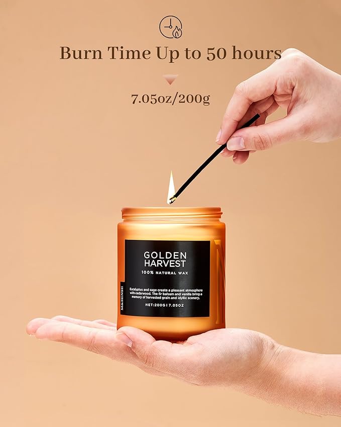 M&SENSE Fall Harvest Highly Scented Candle, All Natural Soy Wax 2 Cotton Wick 7.05oz 50 Hours Slow Burning Candle Gifts for Birthday Holiday, Decorative for Home