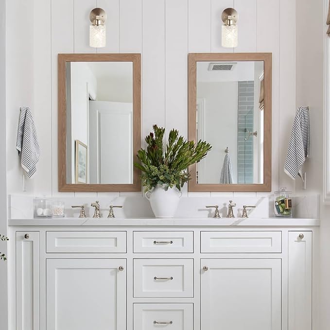 ALICE HOUSE Brushed Nickel Wall Sconce Set of Two, Farmhouse Bathroom Wall Lamp, Modern Wall Lighting for Living Room Bedroom Hallway AL9082-W1-2P