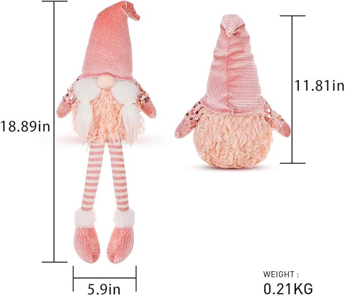 HMASYO Christmas Gnomes Decorations Gift, Handmade Swedish Tomte, Scandinavian Pink Gnome Santa Nisse Nordic Figurine Plush Doll Table Ornament for Christmas Decorations (Pink-Plush)