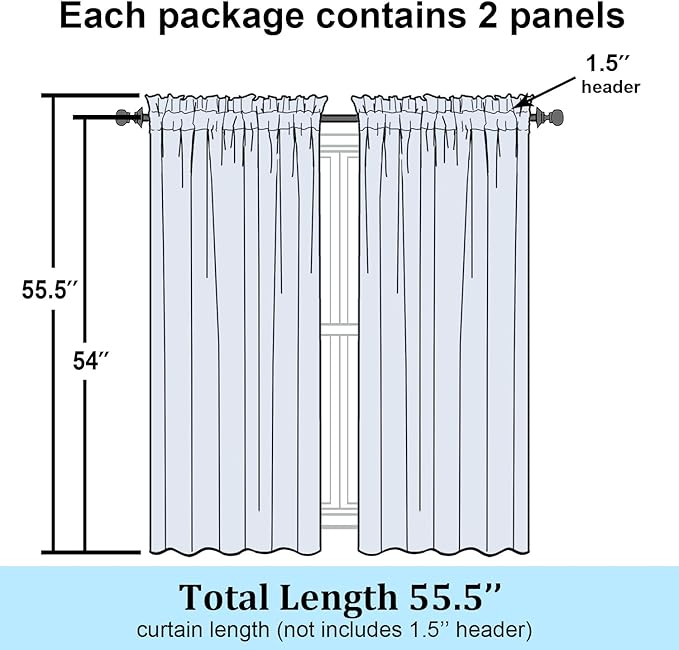 Simplebrand Lavender Sheer Curtains 54 Inch Length 2 Panels, Geometric Mid Century Jacquard Clip Textured Short Curtains Sheer for Bedroom, Light Filtering Rod Pocket Window Curtains, 42Wx54L Inches