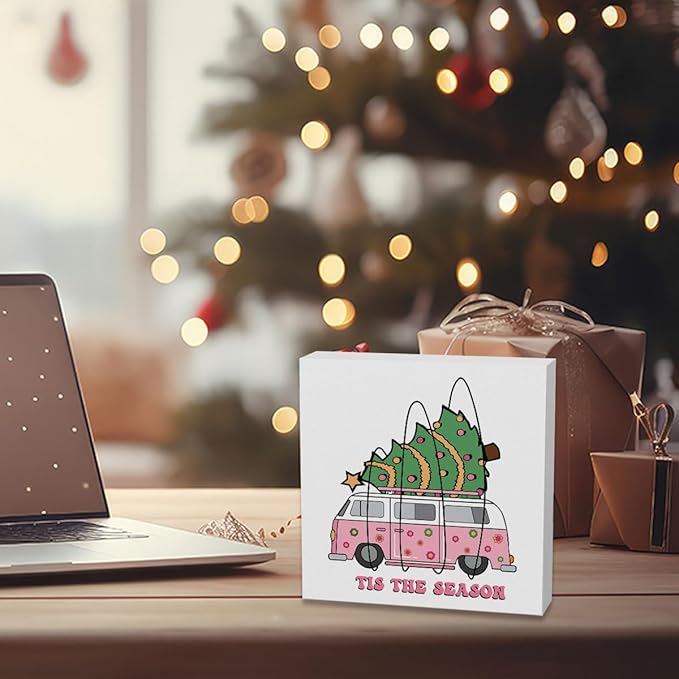Merry Christmas Vacation Sign - Holiday Decorations and Cute Tree Decor - Xmas Decorations 5 x 5 Inch