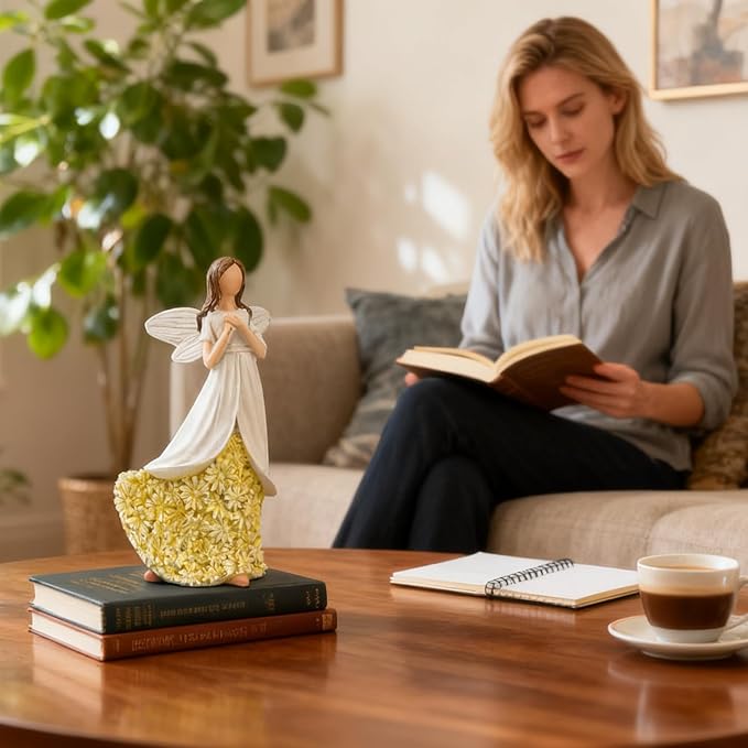 Sunflower Angel Figurines Home Decor, Encouragement Anniversary Retirement Gift for Woman, Memorial Bereavement Sympathy Gifts Idea
