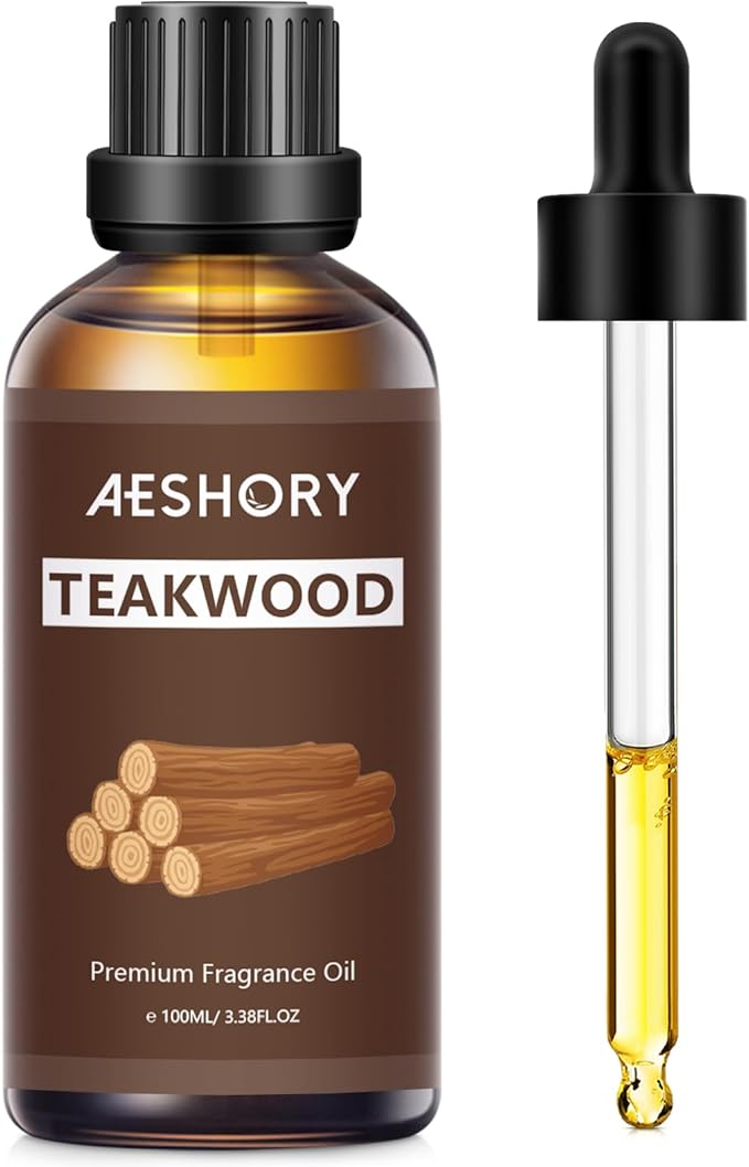 Teakwood Fragrance Oil 3.38FL.OZ - Aromatherapy Essential Oils for Diffusers for Home, Teakwood Scented Oils for Massage, Soap Candle Making Scents - 100ML