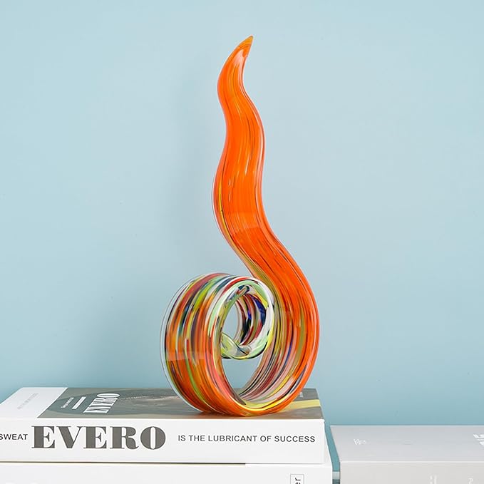 11.4" Tall Hand-Blown Glass Sculpture Murano-Style Sculpture Art Ornament Statue Figurines Home Decor Accent Piece Coastal Ocean Nautical Home Decor,Shelf,TV Stand,Tabletop Centerpieces,Wonderful Gift