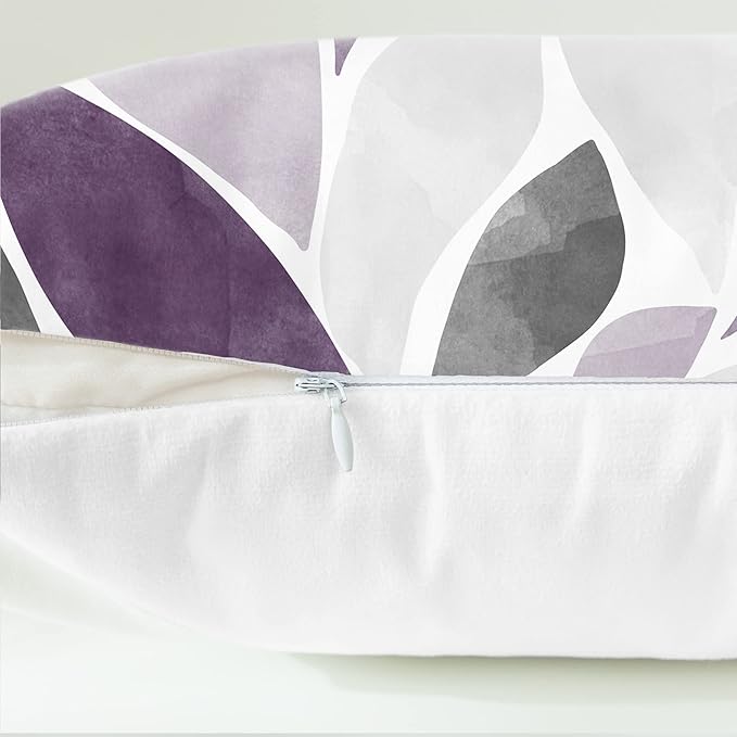 CaliTime Throw Pillow Cases Pack of 2 Cozy Fleece Falling Dahlia Floral Flowers Petals Decorative Cushion Covers for Couch Bed Sofa Farmhouse Decoration 16 X 16 Inches Deep Purple Grey