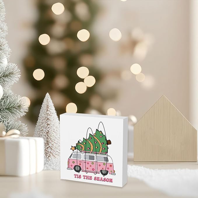 Merry Christmas Vacation Sign - Holiday Decorations and Cute Tree Decor - Xmas Decorations 5 x 5 Inch