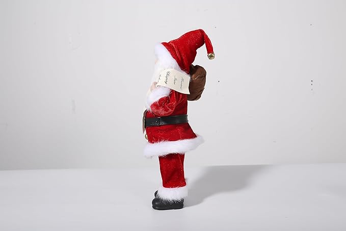 Uten 12" Santa Claus Decorations, Christmas Standing Figurine Ornaments with Blessing Letter and Gifts Bag for New Year Christmas Decoration Navidad Natal Gifts.