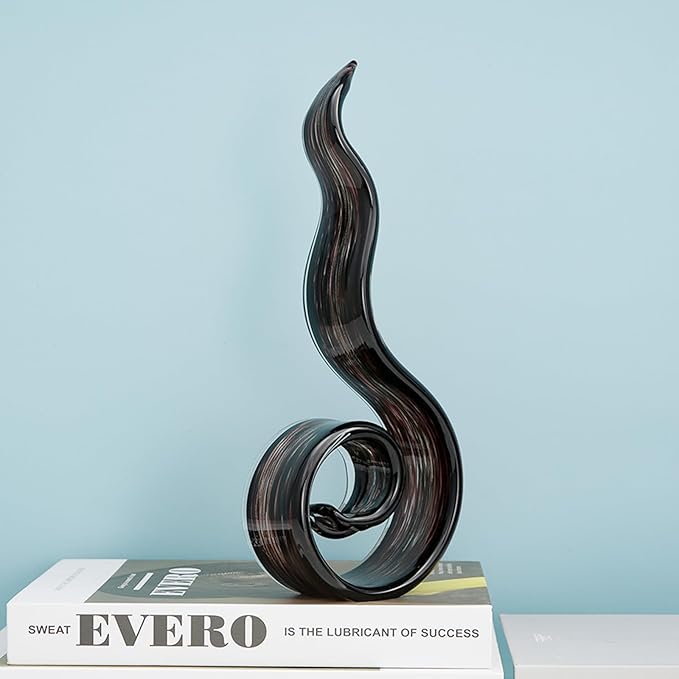 11.4" Tall Hand-Blown Glass Sculpture Murano-Style Sculpture Art Ornament Statue Figurines Home Decor Accent Piece Coastal Ocean Nautical Home Decor,Shelf,TV Stand,Tabletop Centerpieces,Wonderful Gift