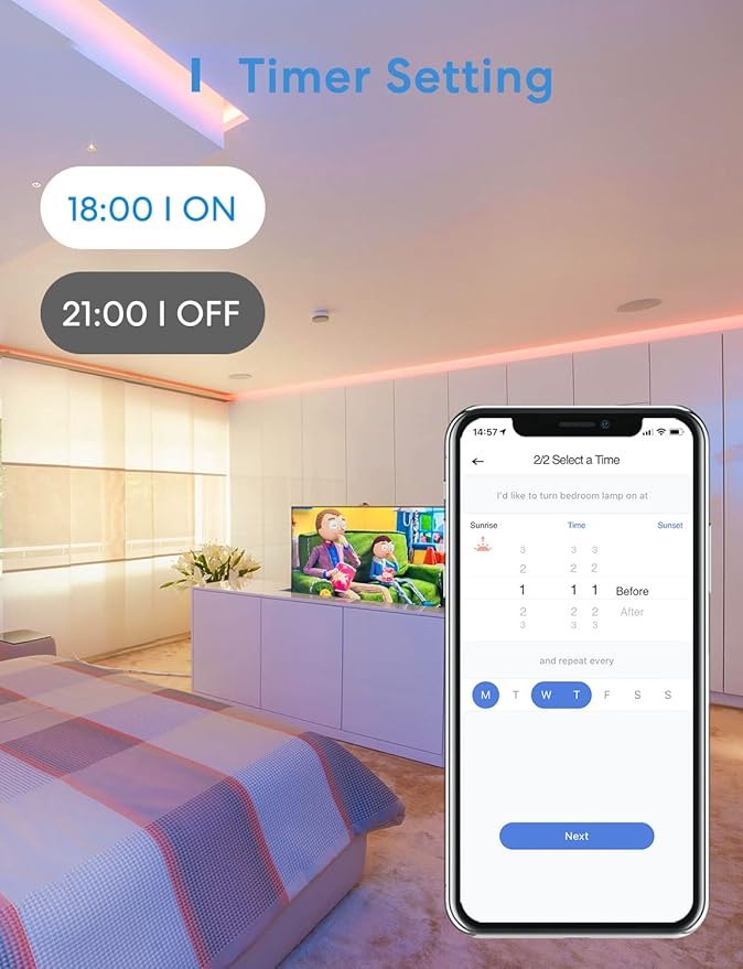 meross Smart LED Strip Lights Works with Apple HomeKit, 16.4ft WiFi RGB Strip, Compatible with Siri, Alexa&Google and SmartThings, App Control, Color Changing Led Strips for Bedroom, TV