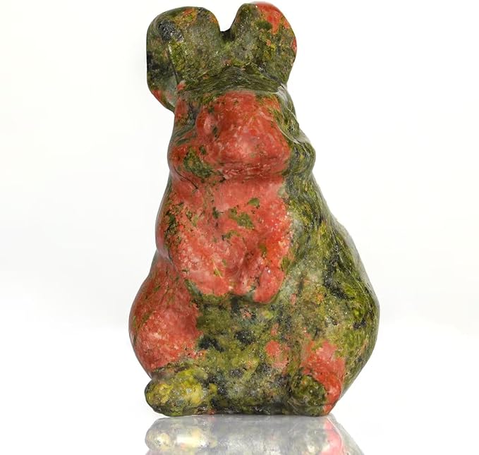 2" Unakite Rabbit Statue for Fertility&Abundance,Bunny Figurine for New Beginnings,Bunny Decor for Homes &Offices