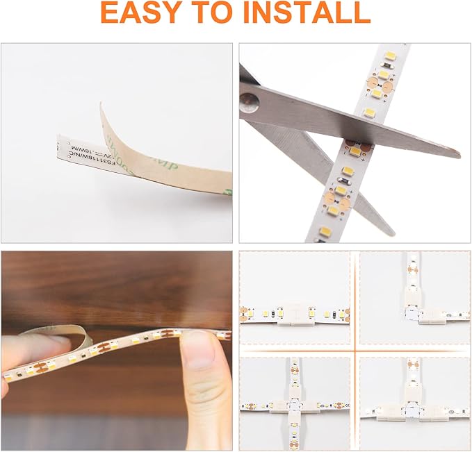 VST LED Strip Lights Warm White 120LEDs/m 1000Lm/M 9.6W/M CRI 90+ LED Tape Light 12V 2835 Cuttable Connectable Dimmable LED Strips for Indoor Under Cabinet, No Driver(2700K-8.2ft, White)