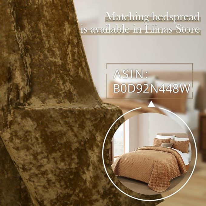 Blackout Curtains Soft Luxury Velvet Curtains for Bedroom Nursery Patio Doors Rod Pocket Back Tab Drapes 2 Panels Curtains for Living Room,52 by 84Inch, Brown
