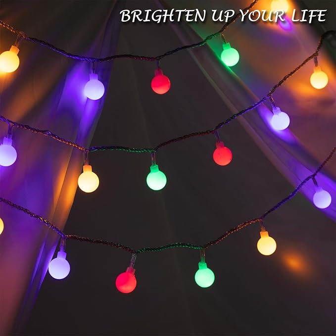 Ogrmar 49 ft 100 LED Globe Ball String Lights 8 Modes Fairy String Lights with Remote, Timer Function & Connectable for Indoor Outdoor Wedding Birthday Christmas Tree Garden Decor (100, Multicolor)