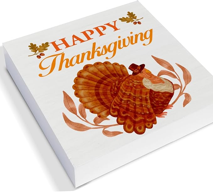 3 Pcs Fall Tiered Tray Decor Happy Thanksgiving Sign Home Decorations Autumn Theme 3 Pcs Wood Decorative Signs for Table Desk Shelf Wall