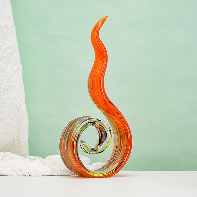 11.4" Tall Hand-Blown Glass Sculpture Murano-Style Sculpture Art Ornament Statue Figurines Home Decor Accent Piece Coastal Ocean Nautical Home Decor,Shelf,TV Stand,Tabletop Centerpieces,Wonderful Gift