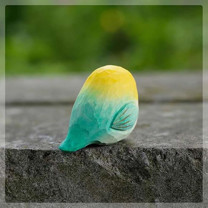 Bird Figurines Small Bird Figurines Home Decor Hand Carved Painted Wooden Statues for Home Decor, Gift for Bird Lovers,Housewarming, Birthday, Christmas (Yellow)