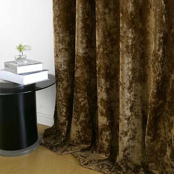 Blackout Curtains Soft Luxury Velvet Curtains for Bedroom Nursery Patio Doors Rod Pocket Back Tab Drapes 2 Panels Curtains for Living Room,52 by 84Inch, Brown