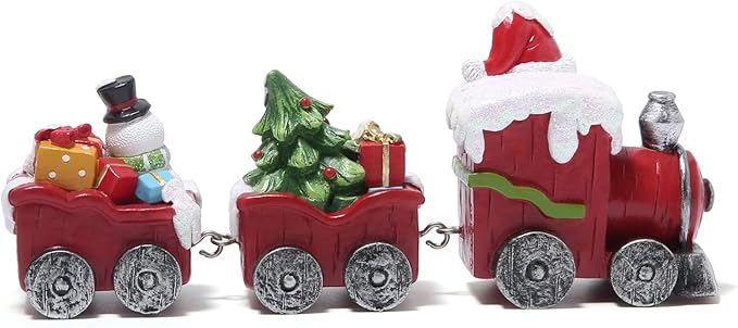 Hodao Christmas Decorations Indoor Home Decor Christmas Small Train Figurines Winter for Table Top Centerpiece Fireplace Decor Cute Christmas Train Decoration Gift (red Train)