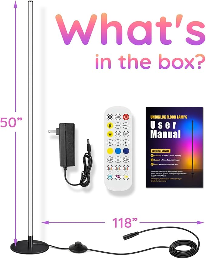 unionlux Corner Floor Lamp 2 Pack with APP/Remote, RGB Corner Light with IC Chasing Lights, Modern Floor Lamp for Gaming Living Room Bed Room