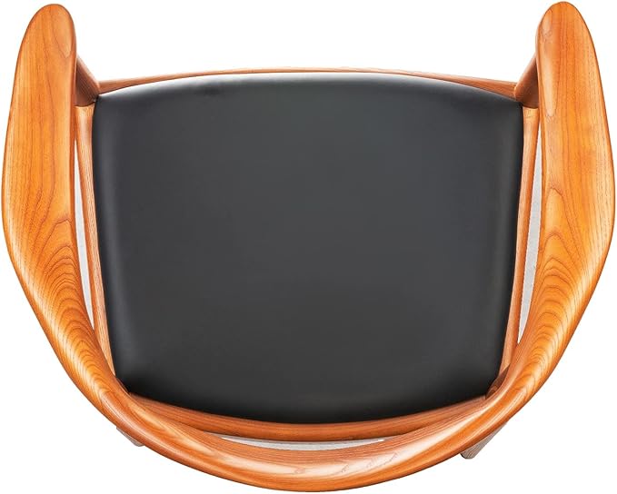 Tomile Upholstered Dining Chair Kennedy Armchair, Mid Century Modern Kitchen & Dining Chairs with PU Leather Cushion Seat, Hans Wegner Elbow Chair for Living Room Bedroom Office (Chestnut Color)
