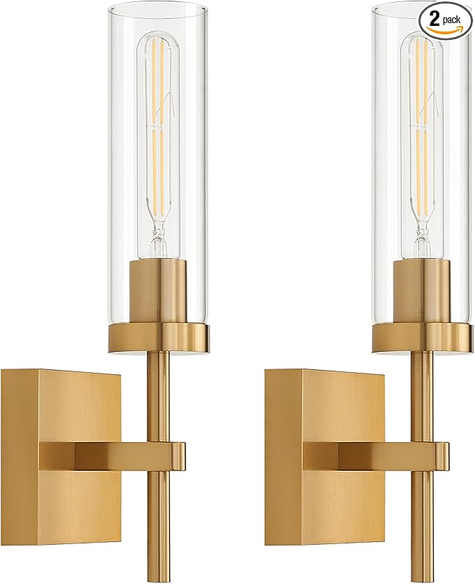 Gold Battery Operated Wall Sconce Set of 2, Wireless Wall Sconces with Remote Control, Rechargeable LED Dimmable Wall Light for Bedroom Bathroom Hallway Living Room Entryway Stairwell, 3000K
