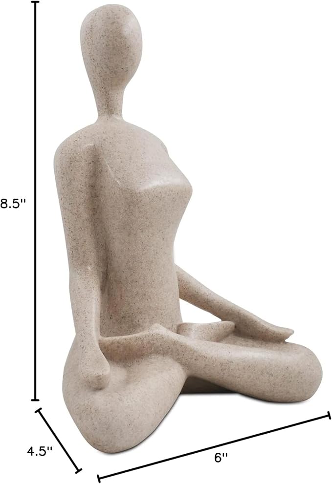 SIMON'S SHOP Yoga Sculpture Modern Accent Figurine for Living Room Workout Space Resin Desk Decor Yogis Statue Padmasana Lotus Posture