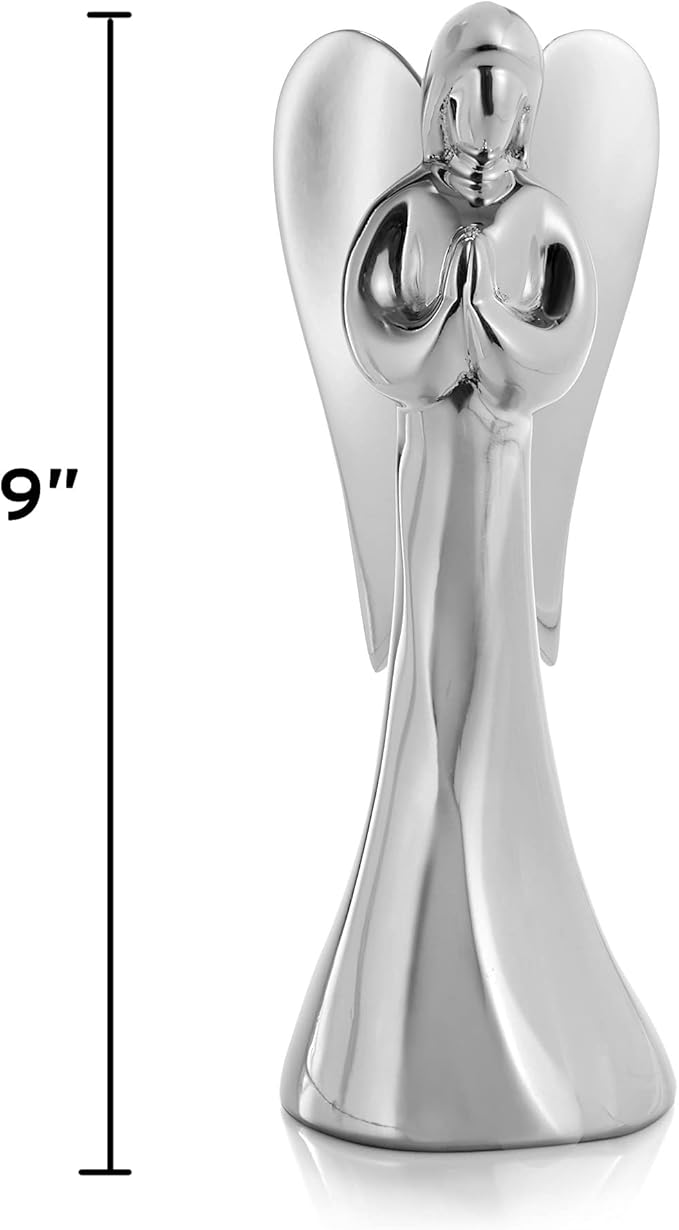 Nambé Holiday Angel Figurine – Christmas Angel Sculpture in Signature Alloy, 9” Tall Seasonal Collectible for Mantel, Table or Shelf Display, Elegant Holiday Décor & Spiritual Gift