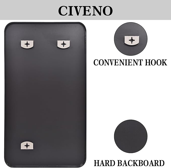 Bathroom Mirror, 60 x 30 inch Black Rectangle Wall Mirror, Metal Frame Rounded Corner Vanity Mirror, Large Wall Mounted Mirrors for Over Sink Bedroom Living Room Horizontal Or Vertical Mounting