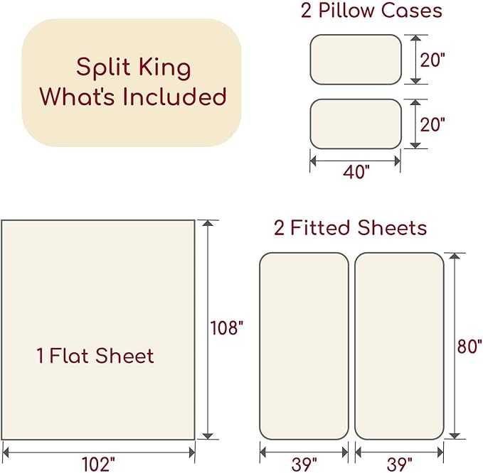 Mellanni Split King Sheets Set - 5 PC Iconic Collection Bedding - Hotel Luxury, Extra Soft, Cooling Bed Sheets - Wrinkle, Fade, Stain Resistant (Split King, Taupe)