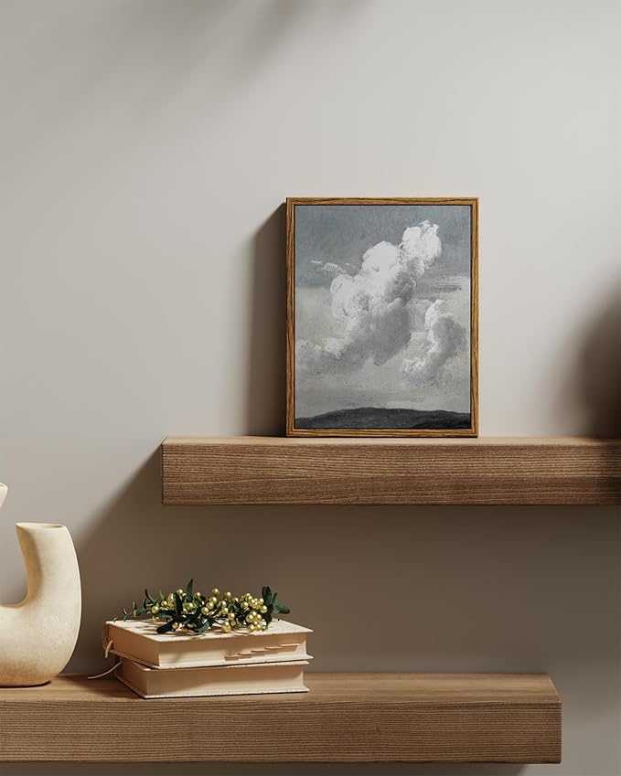 VIYYIEA Vintage Framed Cloud Wall Art Decor, Living Room Bedroom Cloudy Pictures Collage Wall Decor, Framed Canvas Prints Artwork, Retro Abstract Paintings,8x10 Inch